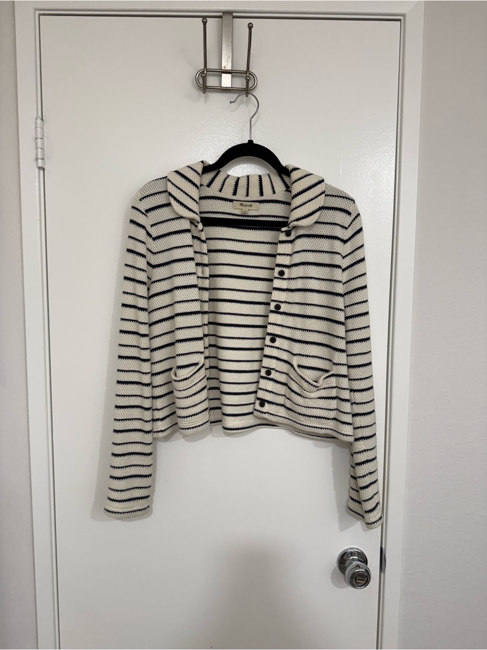 Madewell striped Button-Front Cardigan Cream & Dark Blue